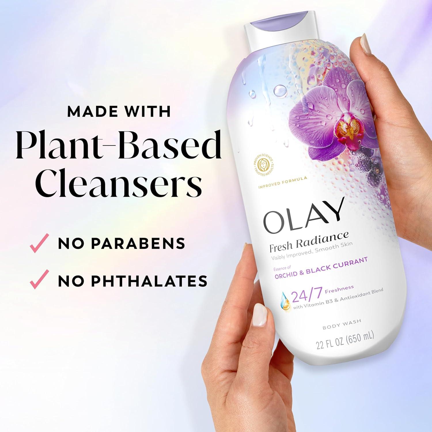 imageOlay Body Wash for Women Fresh Radiance 247 SkinLoving Freshness Visibly Radiant Plant Based Cleansers Vitamin B3 amp Antioxidant Blend For All Skin Types Cucumber amp Aloe Water Scent 22 fl ozOrchid Black Currant