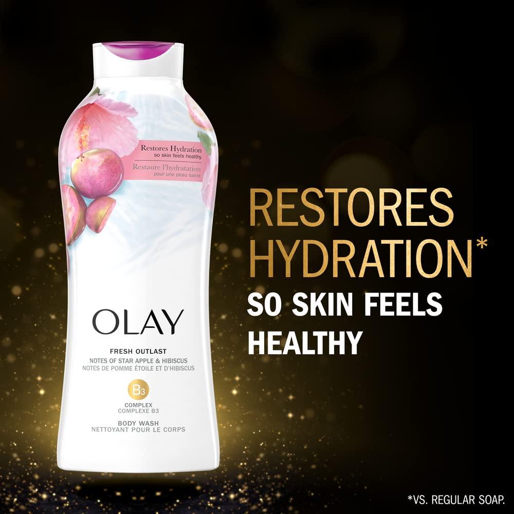 imageOlay Body Wash for Women Fresh Radiance 247 SkinLoving Freshness Visibly Radiant Plant Based Cleansers Vitamin B3 amp Antioxidant Blend For All Skin Types Cucumber amp Aloe Water Scent 22 fl ozStar Apple Hibiscus