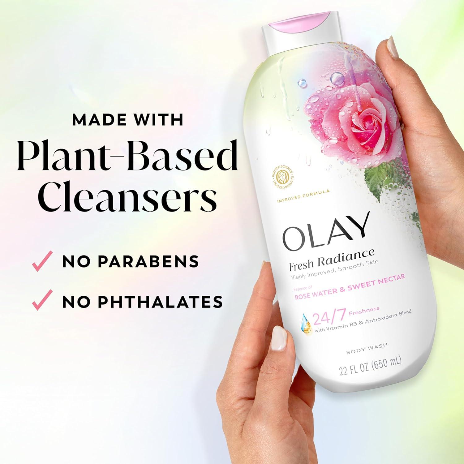 imageOlay Body Wash for Women Fresh Radiance 247 SkinLoving Freshness Visibly Radiant Plant Based Cleansers Vitamin B3 amp Antioxidant Blend For All Skin Types Cucumber amp Aloe Water Scent 22 fl ozRose