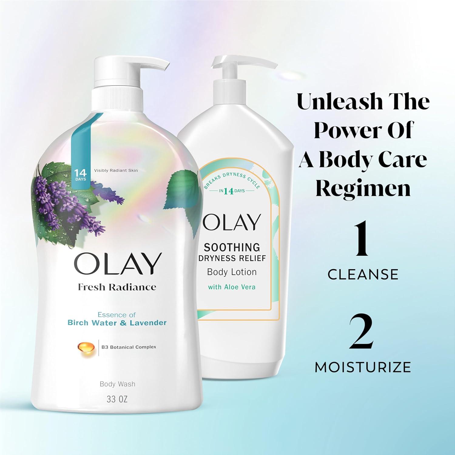 imageOlay Body Wash for Women Fresh Radiance 247 SkinLoving Freshness Visibly Radiant Plant Based Cleansers Vitamin B3 amp Antioxidant Blend For All Skin Types Cucumber amp Aloe Water Scent 22 fl ozBirch Water Lavender