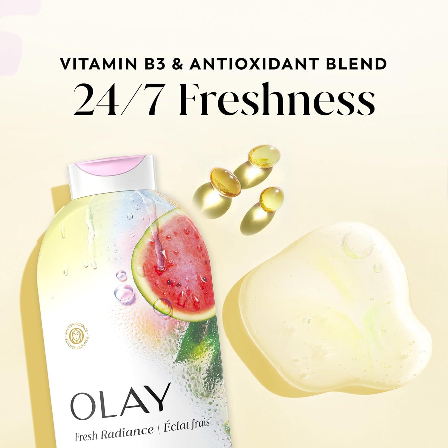 imageOlay Body Wash for Women Fresh Radiance 247 SkinLoving Freshness Visibly Radiant Plant Based Cleansers Vitamin B3 amp Antioxidant Blend For All Skin Types Cucumber amp Aloe Water Scent 22 fl ozWatermelon Agave