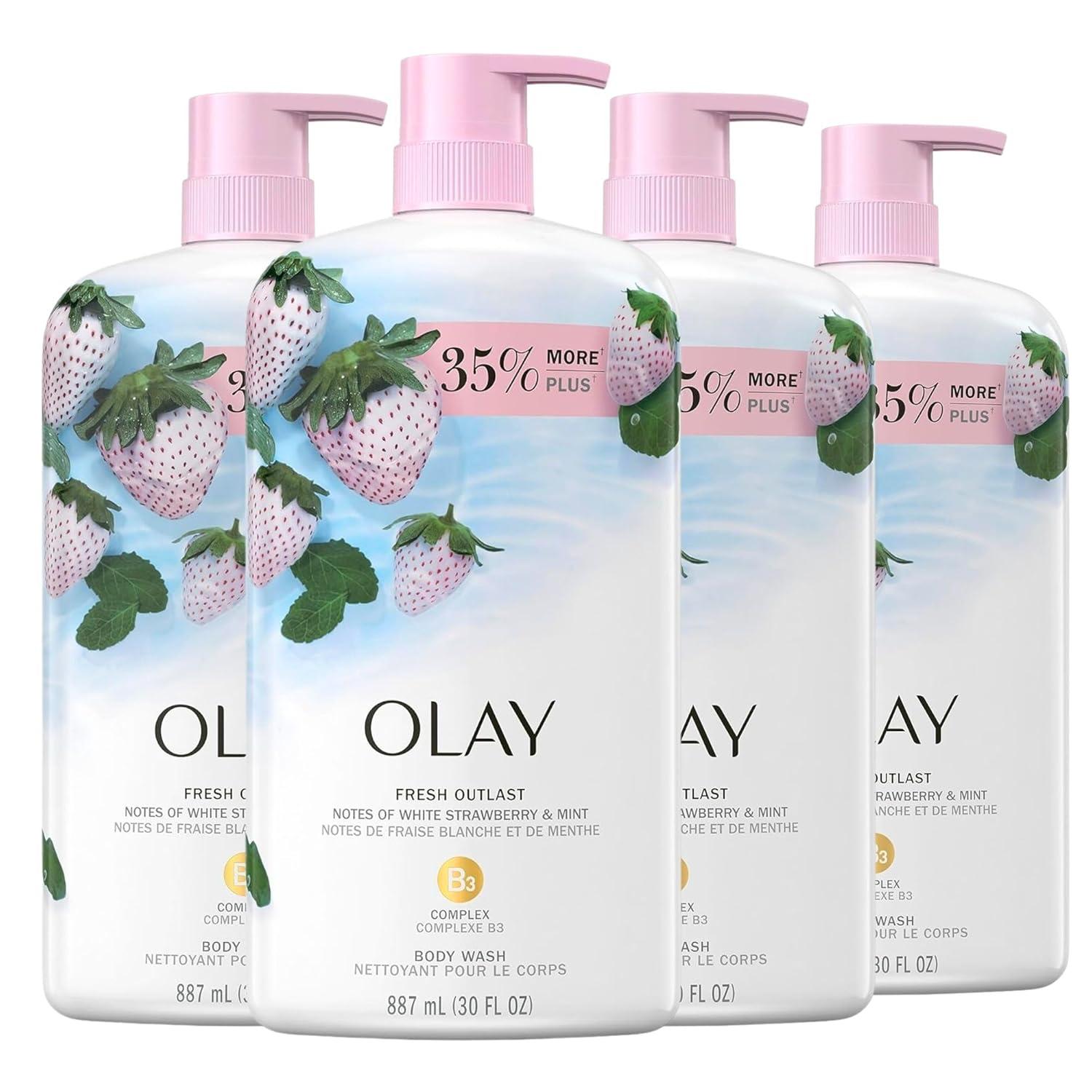 imageOlay Body Wash for Women Fresh Radiance 247 SkinLoving Freshness Visibly Radiant Plant Based Cleansers Vitamin B3 amp Antioxidant Blend For All Skin Types Cucumber amp Aloe Water Scent 22 fl ozStrawberry Mint