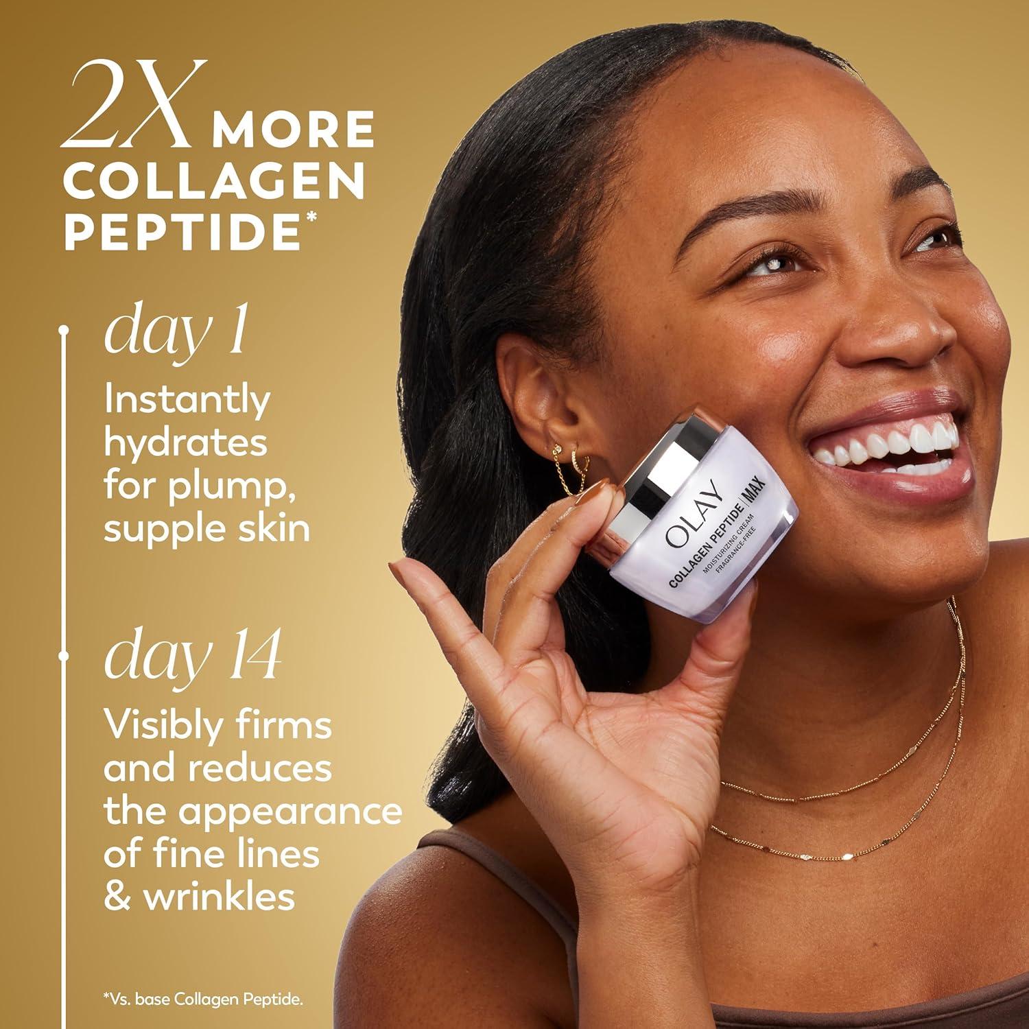 imageOlay Collagen Peptide Face Moisturizer Firming Cream for Women FragranceFree NonGreasy Hydrating AntiAging AntiWrinkle Smoothing of Fine Lines Tightening Skin Care Niacinamide 17 Oz17 Ounce Pack of 2