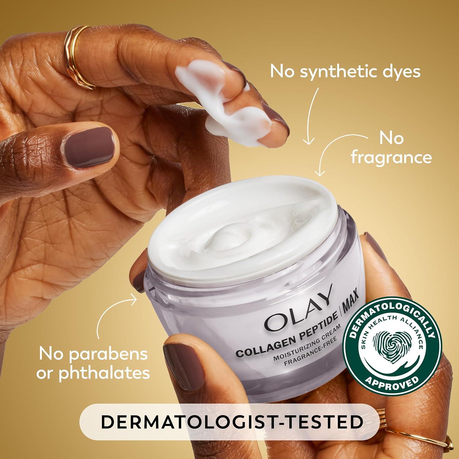 imageOlay Collagen Peptide Face Moisturizer Firming Cream for Women FragranceFree NonGreasy Hydrating AntiAging AntiWrinkle Smoothing of Fine Lines Tightening Skin Care Niacinamide 17 Oz17 Ounce Pack of 2