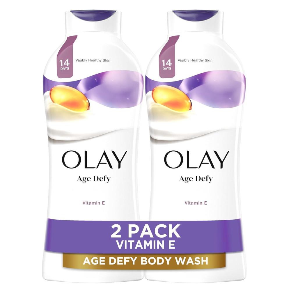 imageOlay Body Wash for Women Age Defy with Vitamin E 247 Moisture Barrier Repair Hydrating amp Cleansing for Visibly Soft Skin Vitamin B3 amp Hyaluronic Blend All Skin Types 22 fl oz Pack of 2Age Defying