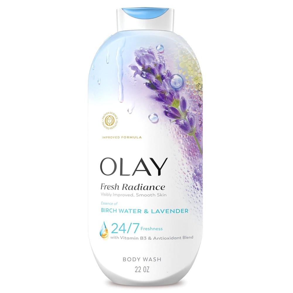 imageOlay Body Wash for Women Fresh Radiance 247 SkinLoving Freshness Visibly Radiant Plant Based Cleansers Vitamin B3 amp Antioxidant Blend For All Skin Types Cucumber amp Aloe Water Scent 22 fl ozBirch Water Lavender