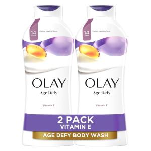 Olay Body Wash for Women, Age Defy with Vitamin E, 24/7 Moisture Barrier Repair, Hydrating & Cleansing for Visibly Soft Skin, Vitamin B3 & Hyaluronic Blend, All Skin Types, 22 fl oz (Pack of 2)(Age Defying)