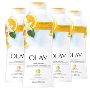 Olay Body Wash for Women, Fresh Radiance, 24/7 Skin-Loving Freshness, Visibly Radiant, Plant Based Cleansers, Vitamin B3 & Antioxidant Blend, For All Skin Types, Cucumber & Aloe Water Scent, 22 fl oz(Orange Blossom & White Tea)
