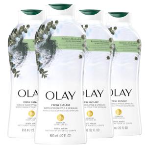 Olay Body Wash for Women, Fresh Radiance, 24/7 Skin-Loving Freshness, Visibly Radiant, Plant Based Cleansers, Vitamin B3 & Antioxidant Blend, For All Skin Types, Cucumber & Aloe Water Scent, 22 fl oz(Eucalyptus & Spirulina)