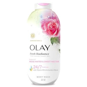 Olay Body Wash for Women, Fresh Radiance, 24/7 Skin-Loving Freshness, Visibly Radiant, Plant Based Cleansers, Vitamin B3 & Antioxidant Blend, For All Skin Types, Cucumber & Aloe Water Scent, 22 fl oz(Rose)