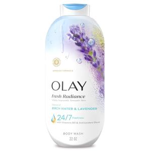 Olay Body Wash for Women, Fresh Radiance, 24/7 Skin-Loving Freshness, Visibly Radiant, Plant Based Cleansers, Vitamin B3 & Antioxidant Blend, For All Skin Types, Cucumber & Aloe Water Scent, 22 fl oz(Birch Water & Lavender)