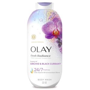 Olay Body Wash for Women, Fresh Radiance, 24/7 Skin-Loving Freshness, Visibly Radiant, Plant Based Cleansers, Vitamin B3 & Antioxidant Blend, For All Skin Types, Cucumber & Aloe Water Scent, 22 fl oz(Orchid & Black Currant)