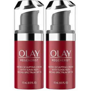 Olay Regenerist Micro-Sculpting Cream Face Moisturizer with Sunscreen, SPF 30, Trial Size 0.5 oz(0.5 Fl Oz (Pack of 2))