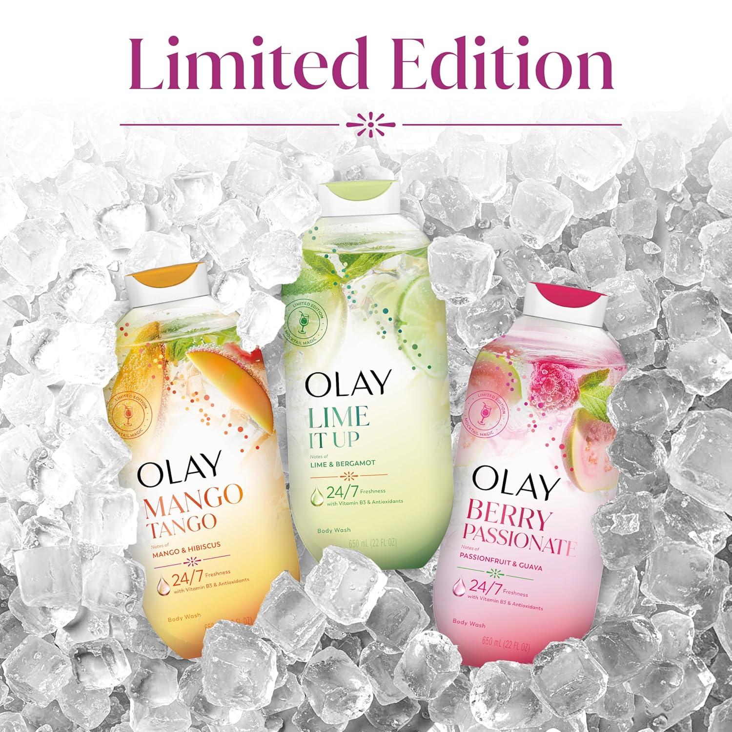 imageOlay Body Wash for Women 247 SkinLoving Freshness Miami Mocktails Plant Based Cleansers Vitamin B3 amp Antioxidant Blend For All Skin Types Mango Tango with Mango amp Hibiscus Scent 22 fl ozBerry Passionate with Passionfruit Guava