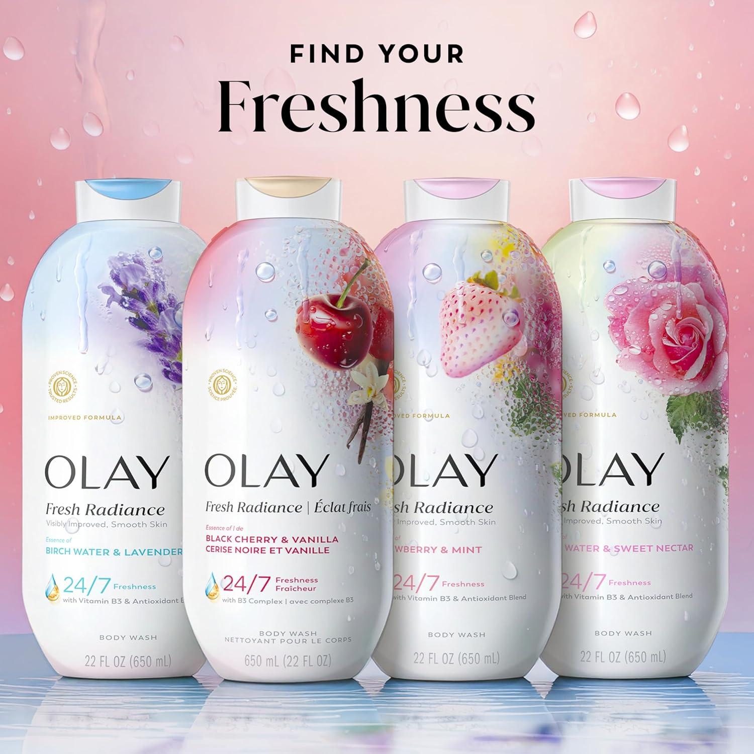 imageOlay Body Wash for Women 247 SkinLoving Freshness Miami Mocktails Plant Based Cleansers Vitamin B3 amp Antioxidant Blend For All Skin Types Mango Tango with Mango amp Hibiscus Scent 22 fl ozBlack Cherry Vanilla