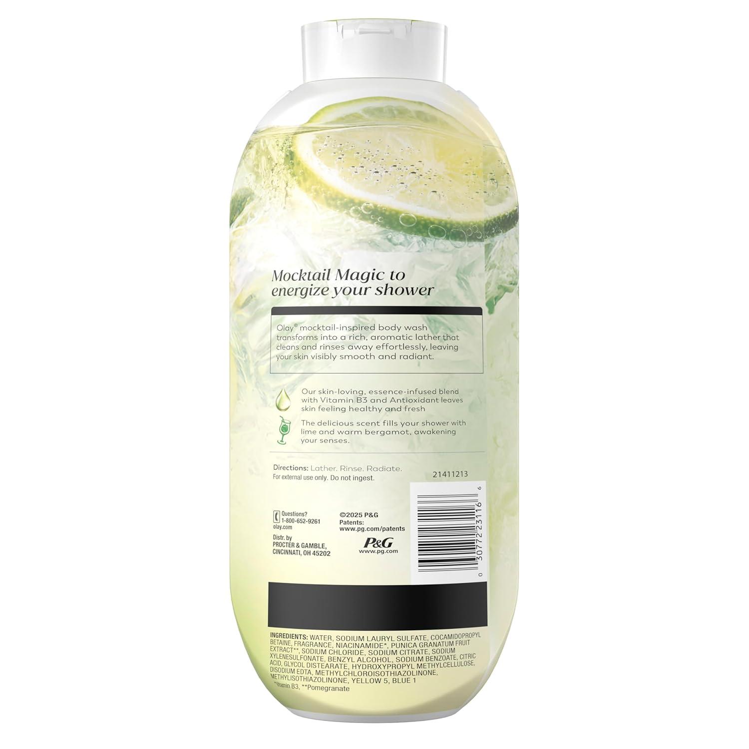 imageOlay Body Wash for Women 247 SkinLoving Freshness Miami Mocktails Plant Based Cleansers Vitamin B3 amp Antioxidant Blend For All Skin Types Mango Tango with Mango amp Hibiscus Scent 22 fl ozLime It Up with Lime Bergamot
