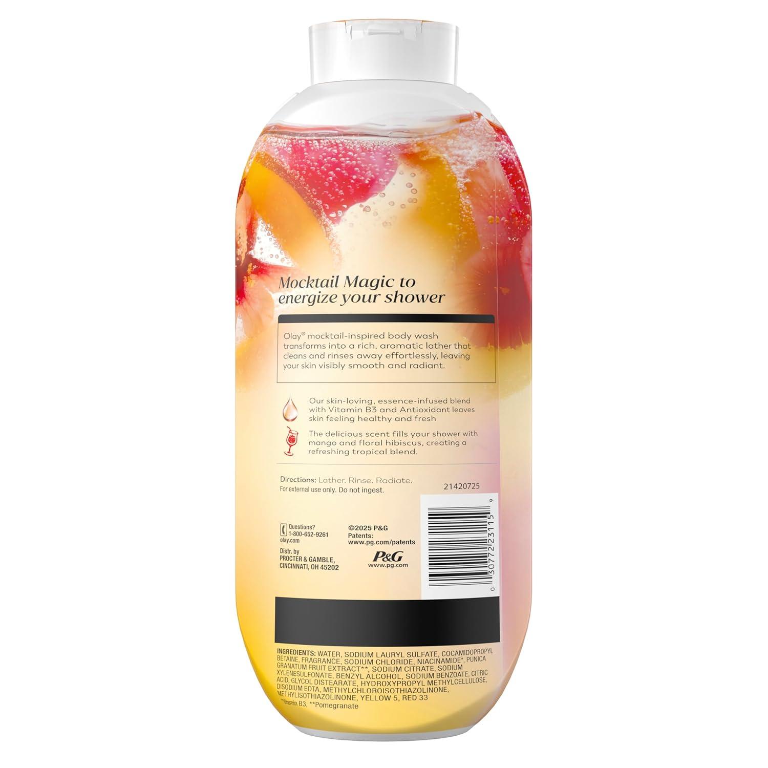 imageOlay Body Wash for Women 247 SkinLoving Freshness Miami Mocktails Plant Based Cleansers Vitamin B3 amp Antioxidant Blend For All Skin Types Mango Tango with Mango amp Hibiscus Scent 22 fl ozMango Tango with Mango Hibiscus