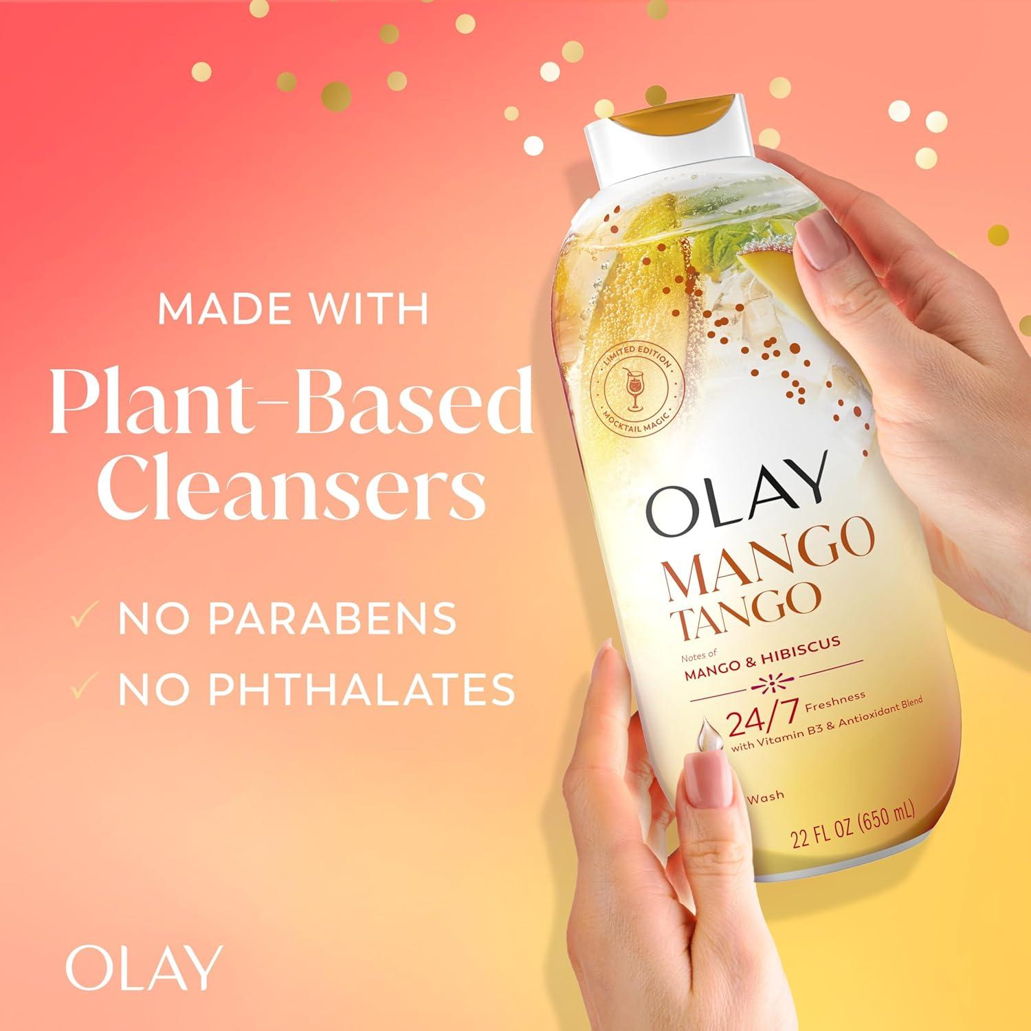 imageOlay Body Wash for Women 247 SkinLoving Freshness Miami Mocktails Plant Based Cleansers Vitamin B3 amp Antioxidant Blend For All Skin Types Mango Tango with Mango amp Hibiscus Scent 22 fl ozMango Tango with Mango Hibiscus