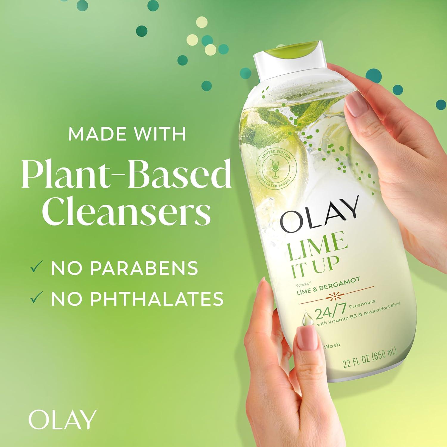 imageOlay Body Wash for Women 247 SkinLoving Freshness Miami Mocktails Plant Based Cleansers Vitamin B3 amp Antioxidant Blend For All Skin Types Mango Tango with Mango amp Hibiscus Scent 22 fl ozLime It Up with Lime Bergamot