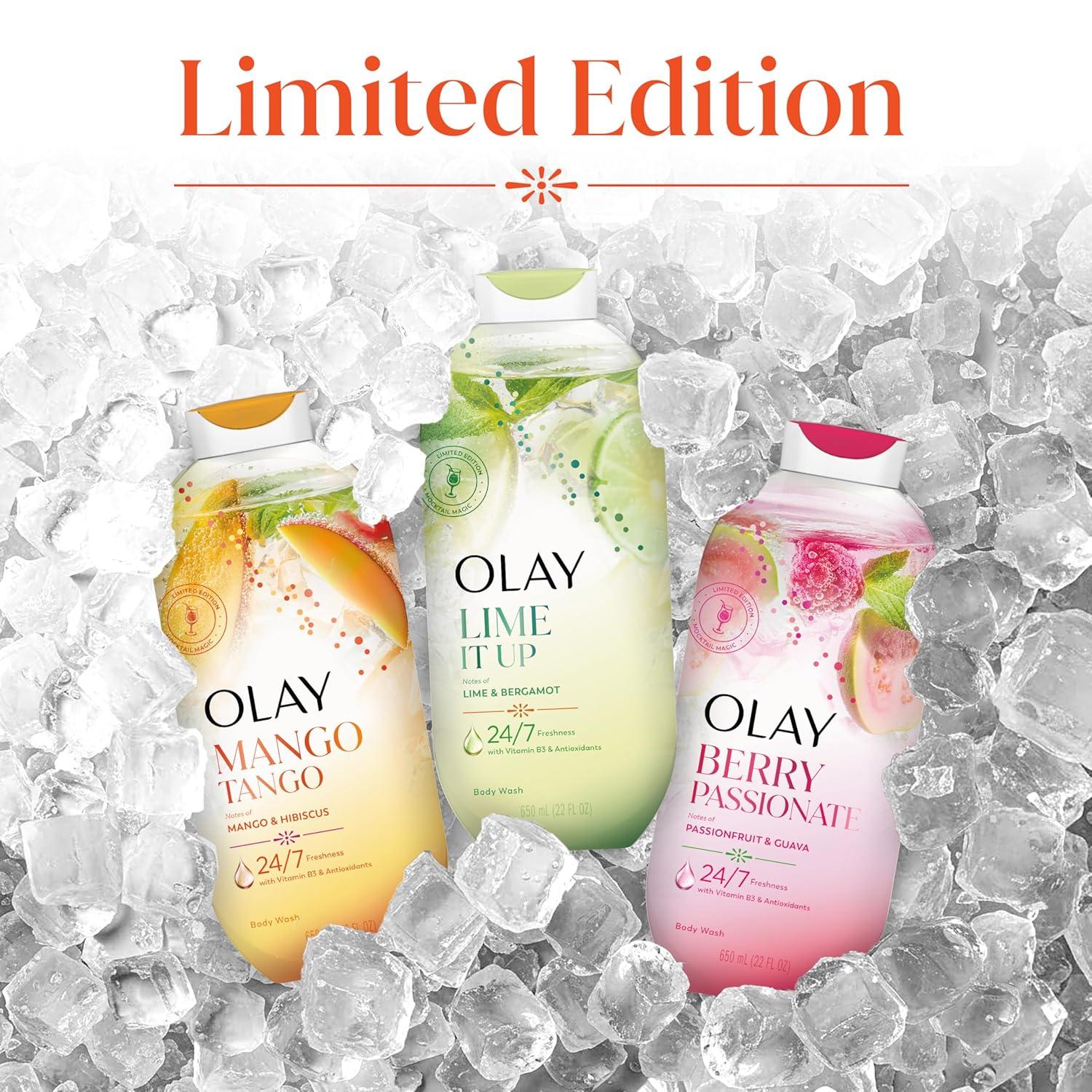 imageOlay Body Wash for Women 247 SkinLoving Freshness Miami Mocktails Plant Based Cleansers Vitamin B3 amp Antioxidant Blend For All Skin Types Mango Tango with Mango amp Hibiscus Scent 22 fl ozMango Tango with Mango Hibiscus