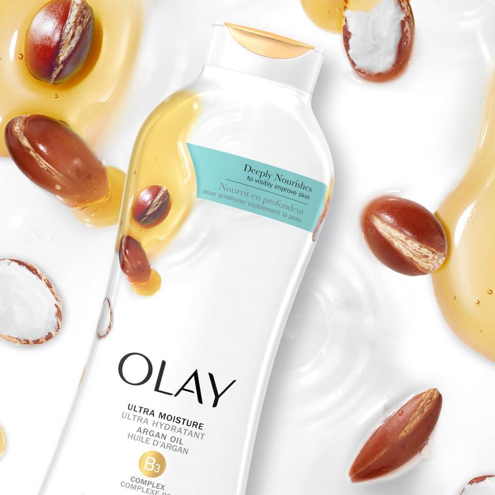 imageOlay Body Wash for Women Age Defying with Vitamin E 24hr Moisturizing Hydrating amp Refreshing B3 Vitamin Complex Free of Parabens amp Phthalates for All Skin Types Scented 22 fl oz Pack of 4Argan Oil