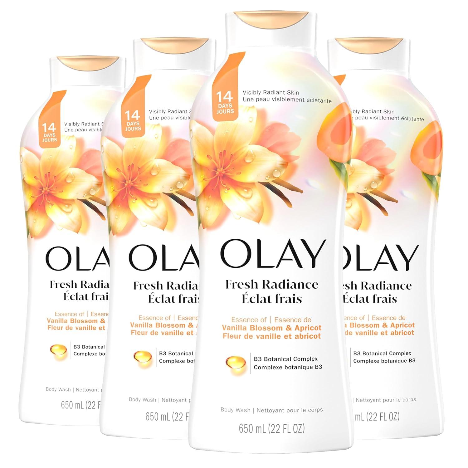 imageOlay Body Wash for Women Fresh Radiance 247 SkinLoving Freshness Visibly Radiant Plant Based Cleansers Vitamin B3 amp Antioxidant Blend All Skin Types Vanilla Blossom amp Apricot Scent 22 fl ozVanilla Blossom Apricot