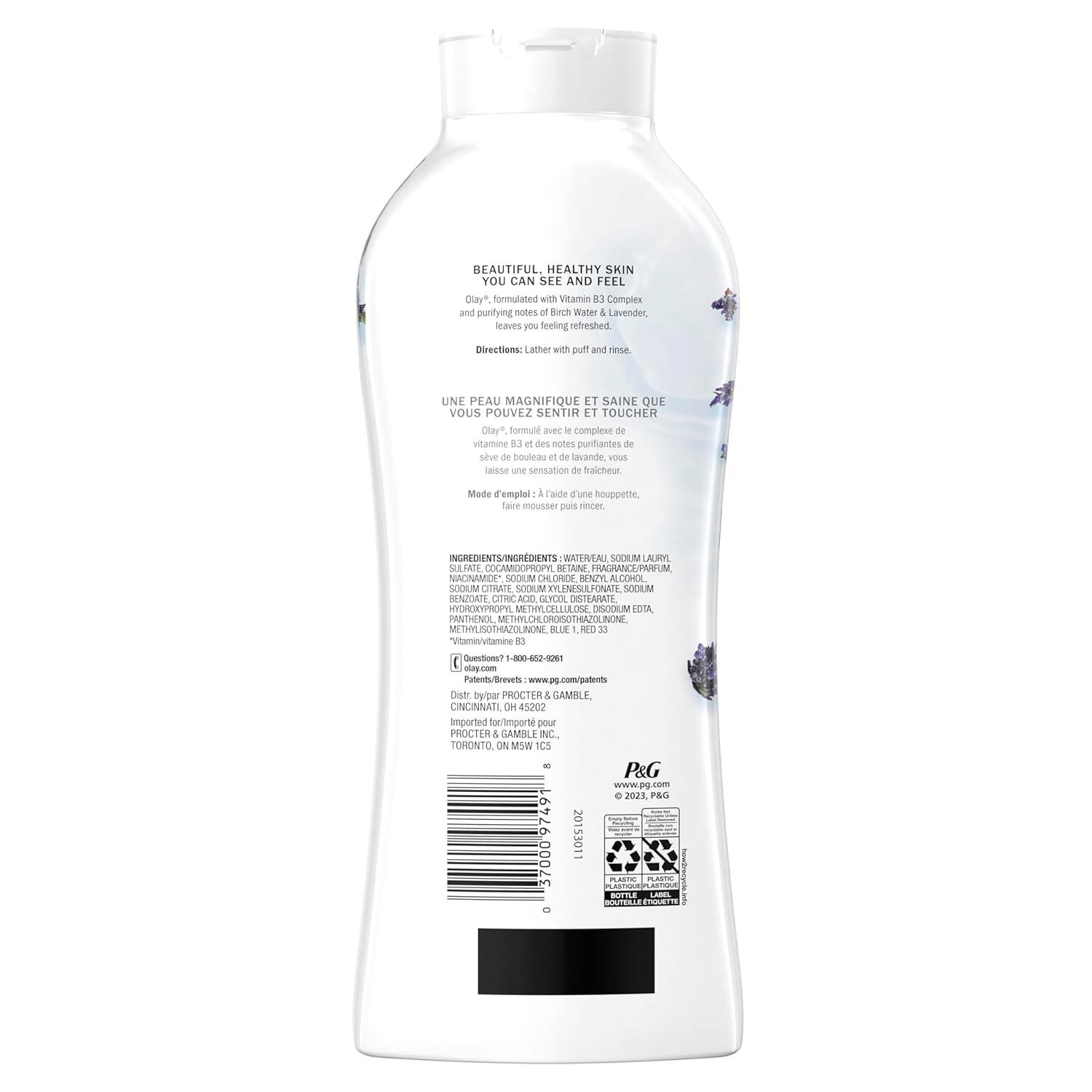 imageOlay Body Wash for Women Fresh Radiance 247 SkinLoving Freshness Visibly Radiant Plant Based Cleansers Vitamin B3 amp Antioxidant Blend All Skin Types Vanilla Blossom amp Apricot Scent 22 fl ozBirch Water Lavender
