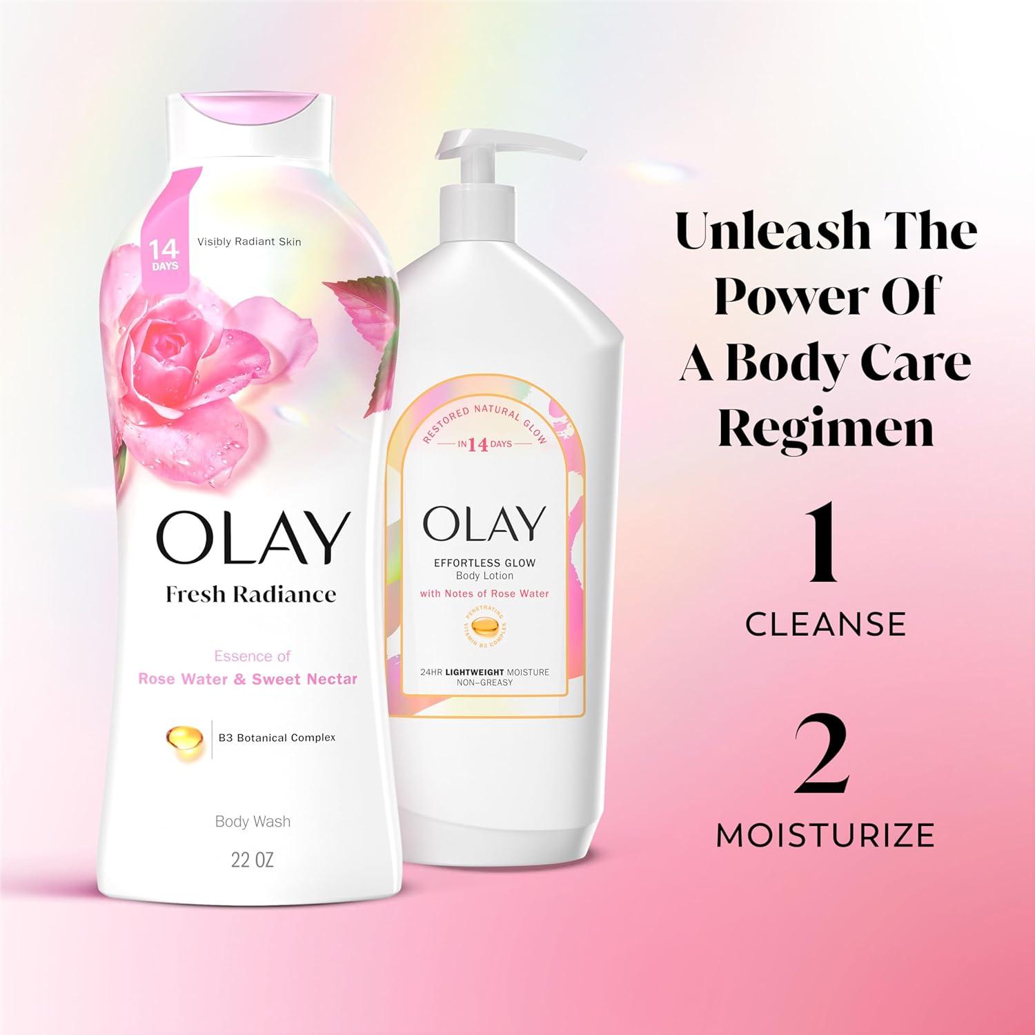 imageOlay Body Wash for Women Fresh Radiance 247 SkinLoving Freshness Visibly Radiant Plant Based Cleansers Vitamin B3 amp Antioxidant Blend All Skin Types Vanilla Blossom amp Apricot Scent 22 fl ozRose