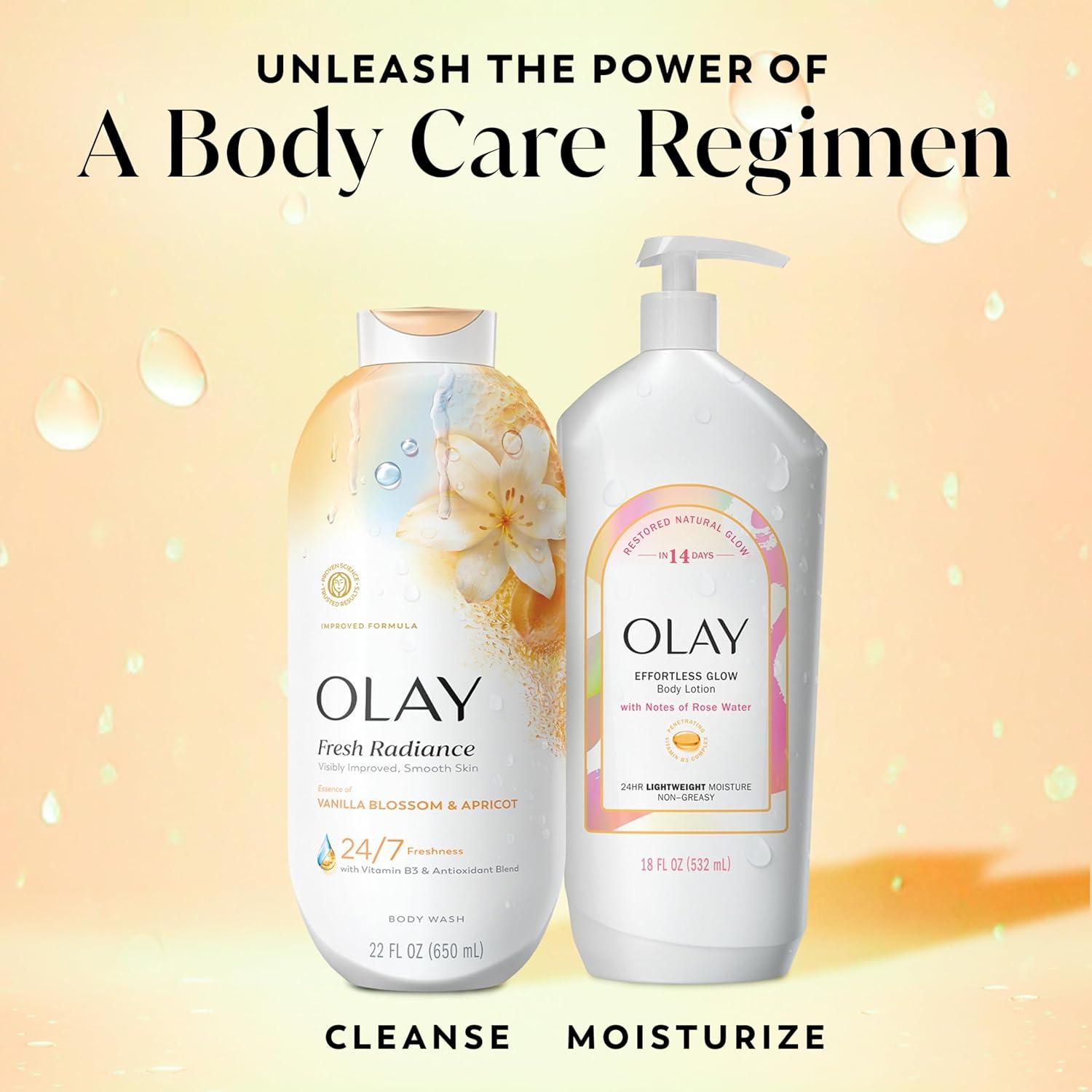 imageOlay Body Wash for Women Fresh Radiance 247 SkinLoving Freshness Visibly Radiant Plant Based Cleansers Vitamin B3 amp Antioxidant Blend All Skin Types Vanilla Blossom amp Apricot Scent 22 fl ozVanilla Blossom Apricot
