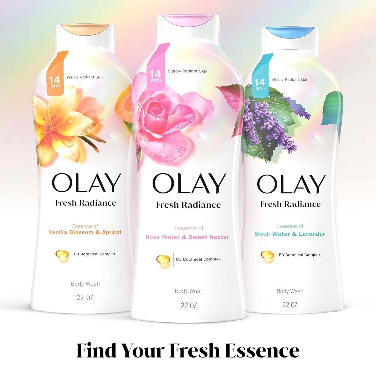 imageOlay Body Wash for Women Fresh Radiance 247 SkinLoving Freshness Visibly Radiant Plant Based Cleansers Vitamin B3 amp Antioxidant Blend All Skin Types Vanilla Blossom amp Apricot Scent 22 fl ozRose