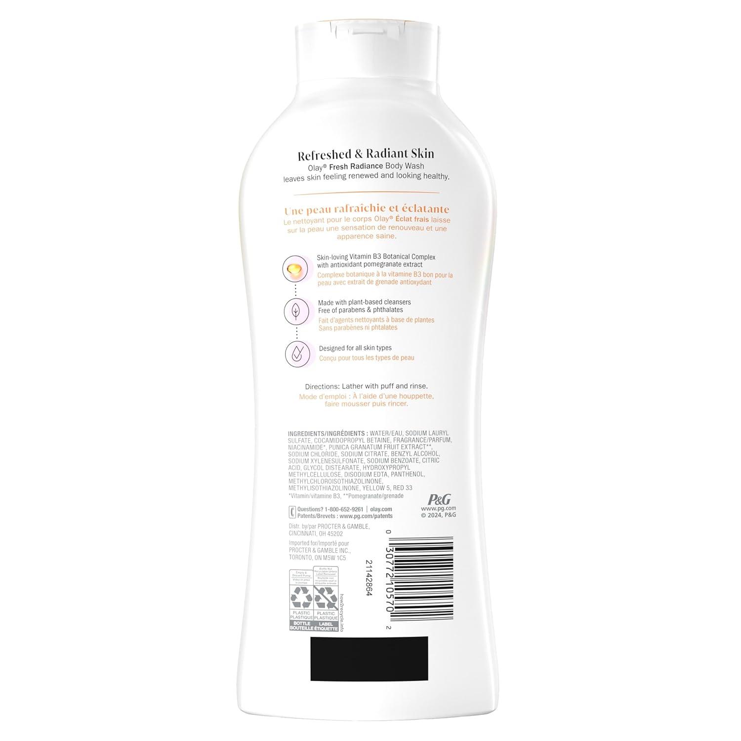 imageOlay Body Wash for Women Fresh Radiance 247 SkinLoving Freshness Visibly Radiant Plant Based Cleansers Vitamin B3 amp Antioxidant Blend All Skin Types Vanilla Blossom amp Apricot Scent 22 fl ozVanilla Blossom Apricot