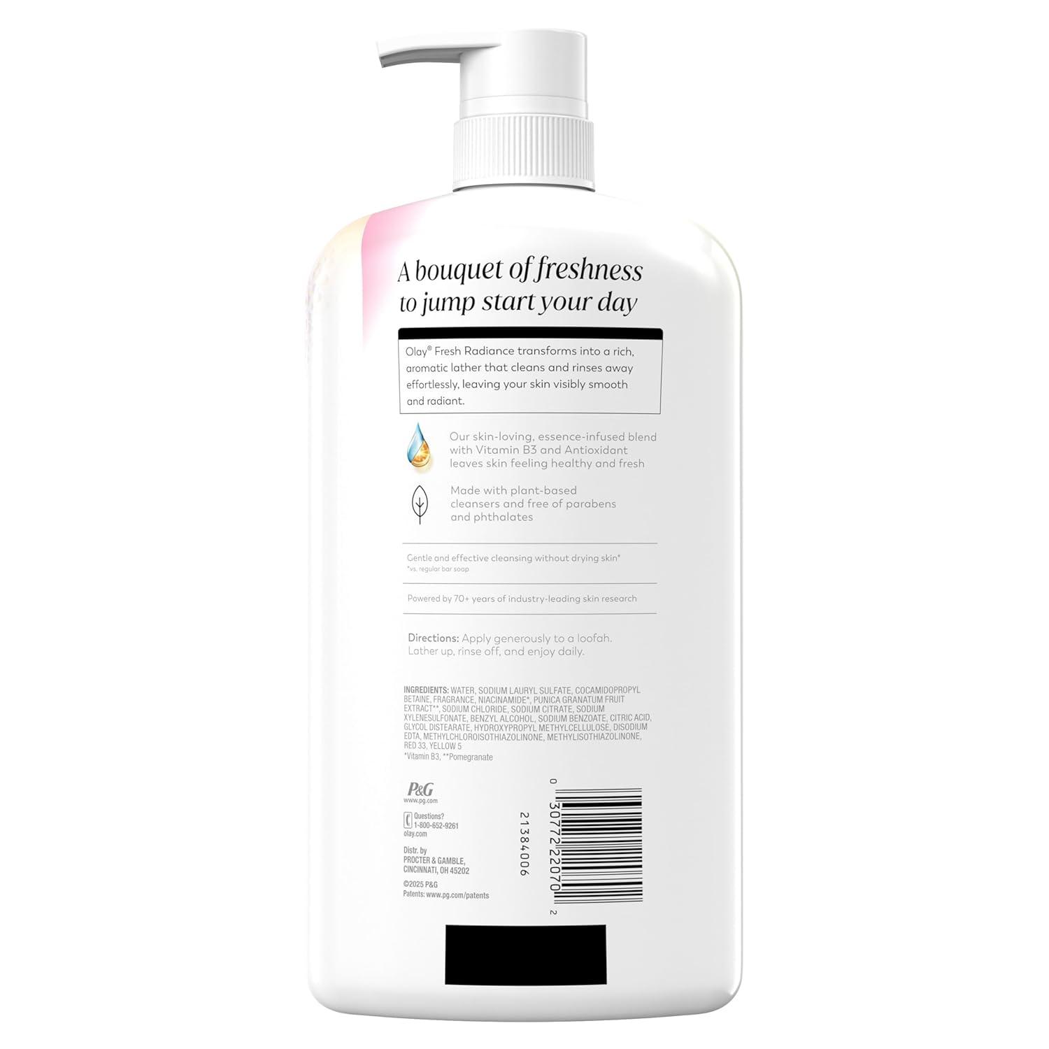 imageOlay Body Wash for Women Fresh Radiance 247 SkinLoving Freshness Visibly Radiant Plant Based Cleansers Vitamin B3 amp Antioxidant Blend For All Skin Types Strawberry amp Mint Scent 29 fl ozRose