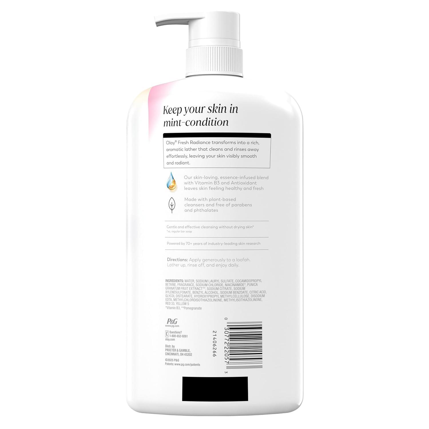 imageOlay Body Wash for Women Fresh Radiance 247 SkinLoving Freshness Visibly Radiant Plant Based Cleansers Vitamin B3 amp Antioxidant Blend For All Skin Types Strawberry amp Mint Scent 29 fl ozStrawberry Mint