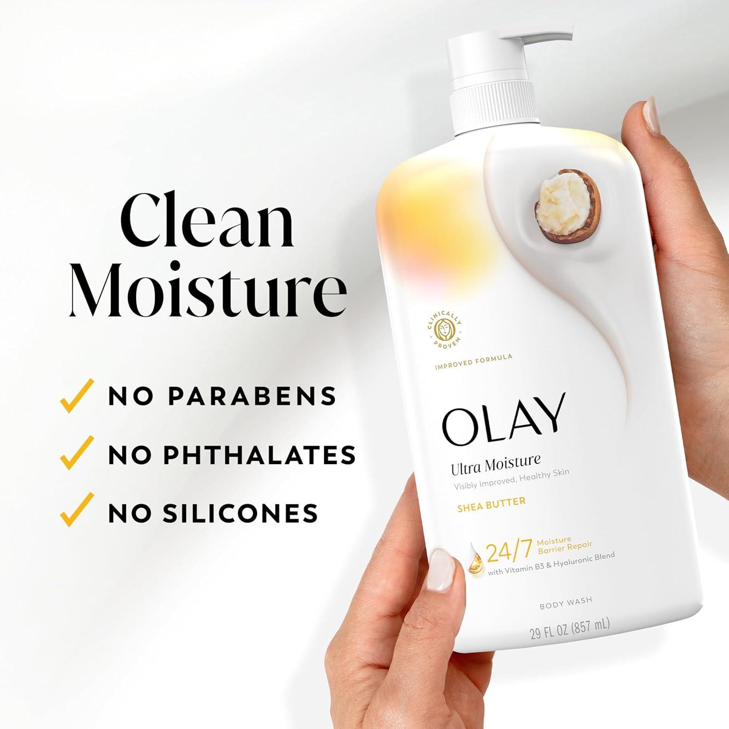 imageOlay Body Wash for Women Fresh Radiance 247 SkinLoving Freshness Visibly Radiant Plant Based Cleansers Vitamin B3 amp Antioxidant Blend For All Skin Types Strawberry amp Mint Scent 29 fl ozShea Butter