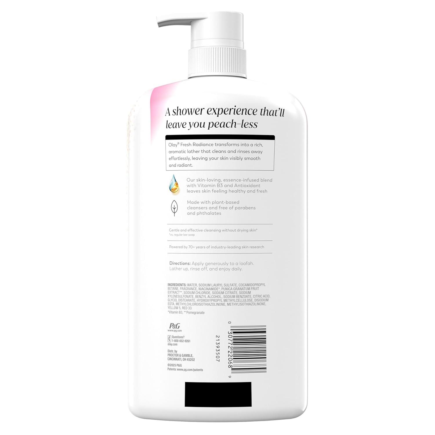 imageOlay Body Wash for Women Fresh Radiance 247 SkinLoving Freshness Visibly Radiant Plant Based Cleansers Vitamin B3 amp Antioxidant Blend For All Skin Types Strawberry amp Mint Scent 29 fl ozPeach Cherry Blossom