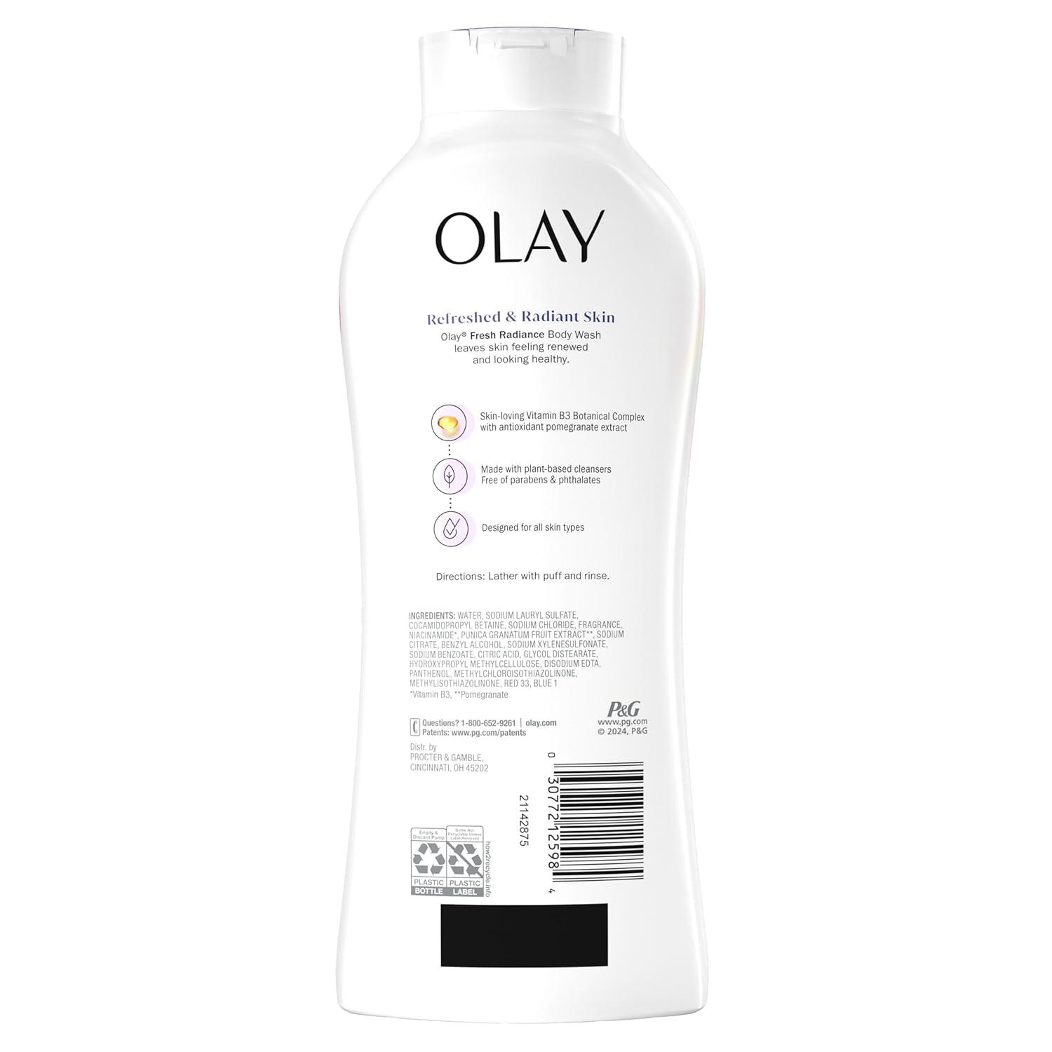 imageOlay Body Wash for Women Fresh Radiance Refreshing amp Renewing Made with Plant Based Cleansers B3 Botanical Complex For All Skin Types Fresh Berries Scent 22 fl oz Pack of 4Fresh Berries