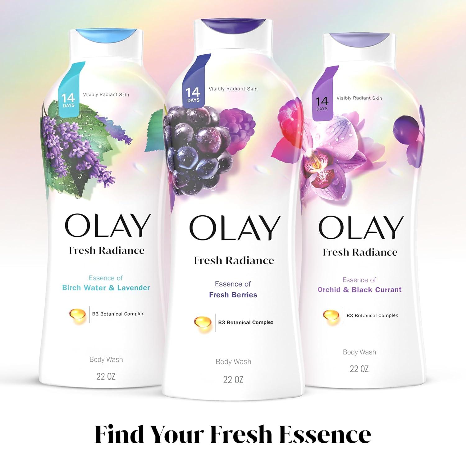 imageOlay Body Wash for Women Fresh Radiance Refreshing amp Renewing Made with Plant Based Cleansers B3 Botanical Complex For All Skin Types Fresh Berries Scent 22 fl oz Pack of 4Fresh Berries
