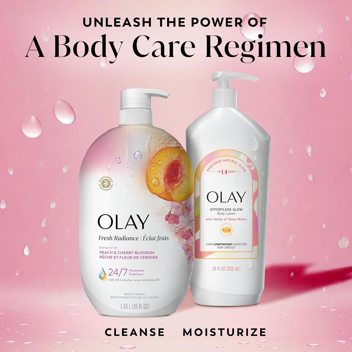 imageOlay Body Wash for Women Fresh Radiance Refreshing amp Renewing Made with Plant Based Cleansers B3 Botanical Complex For All Skin Types Peach amp Cherry Blossom Scent 33 fl ozPeach Cherry Blossom