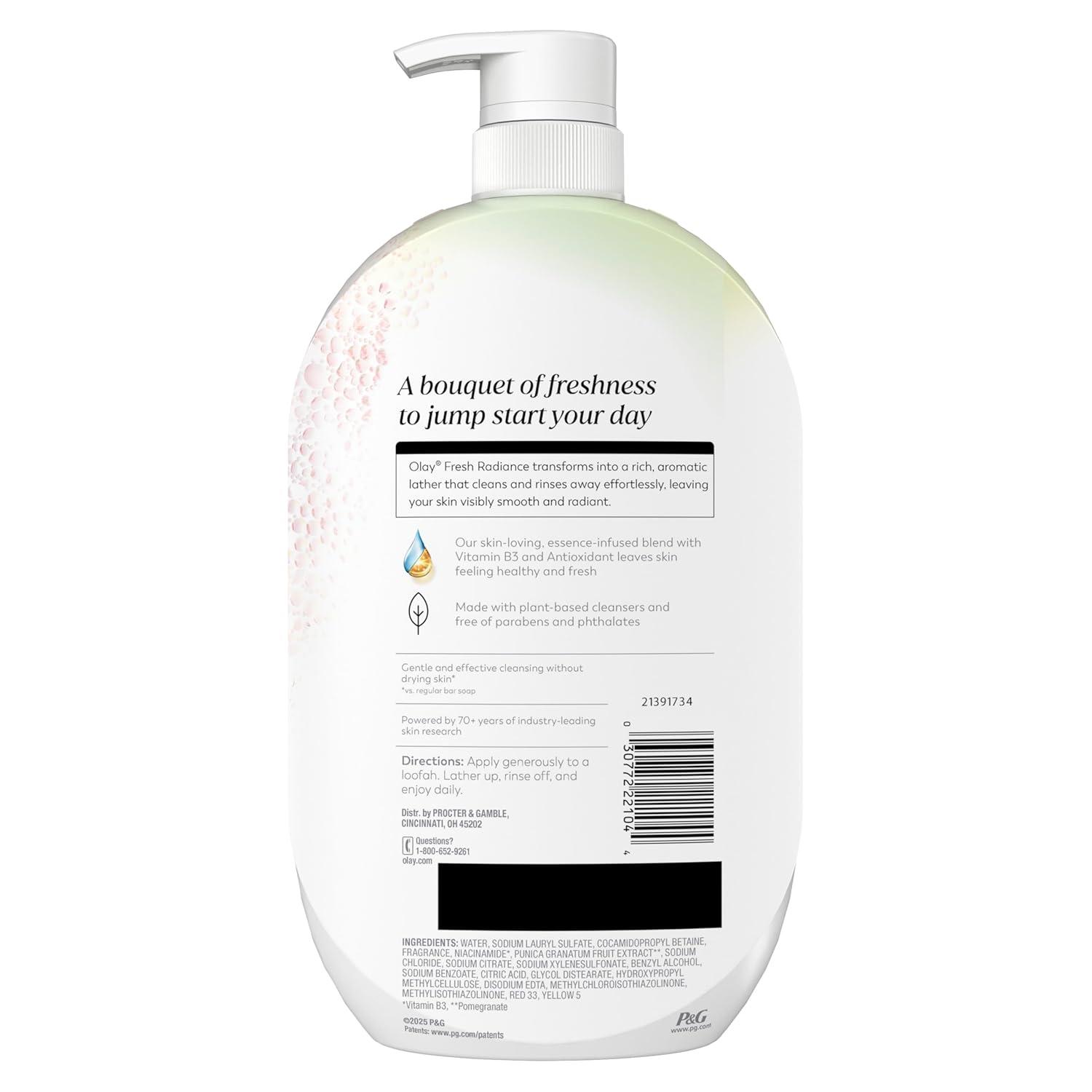 imageOlay Body Wash for Women Fresh Radiance Refreshing amp Renewing Made with Plant Based Cleansers B3 Botanical Complex For All Skin Types Peach amp Cherry Blossom Scent 33 fl ozRose