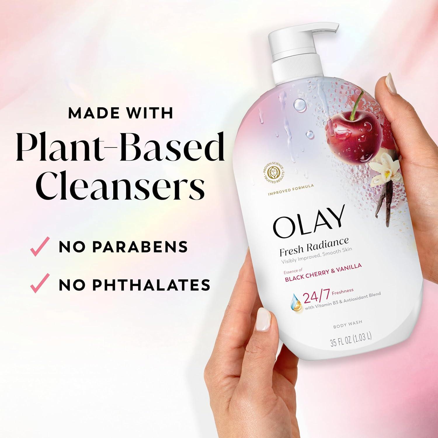 imageOlay Body Wash for Women Fresh Radiance Refreshing amp Renewing Made with Plant Based Cleansers B3 Botanical Complex For All Skin Types Peach amp Cherry Blossom Scent 33 fl ozBlack Cherry Vanilla