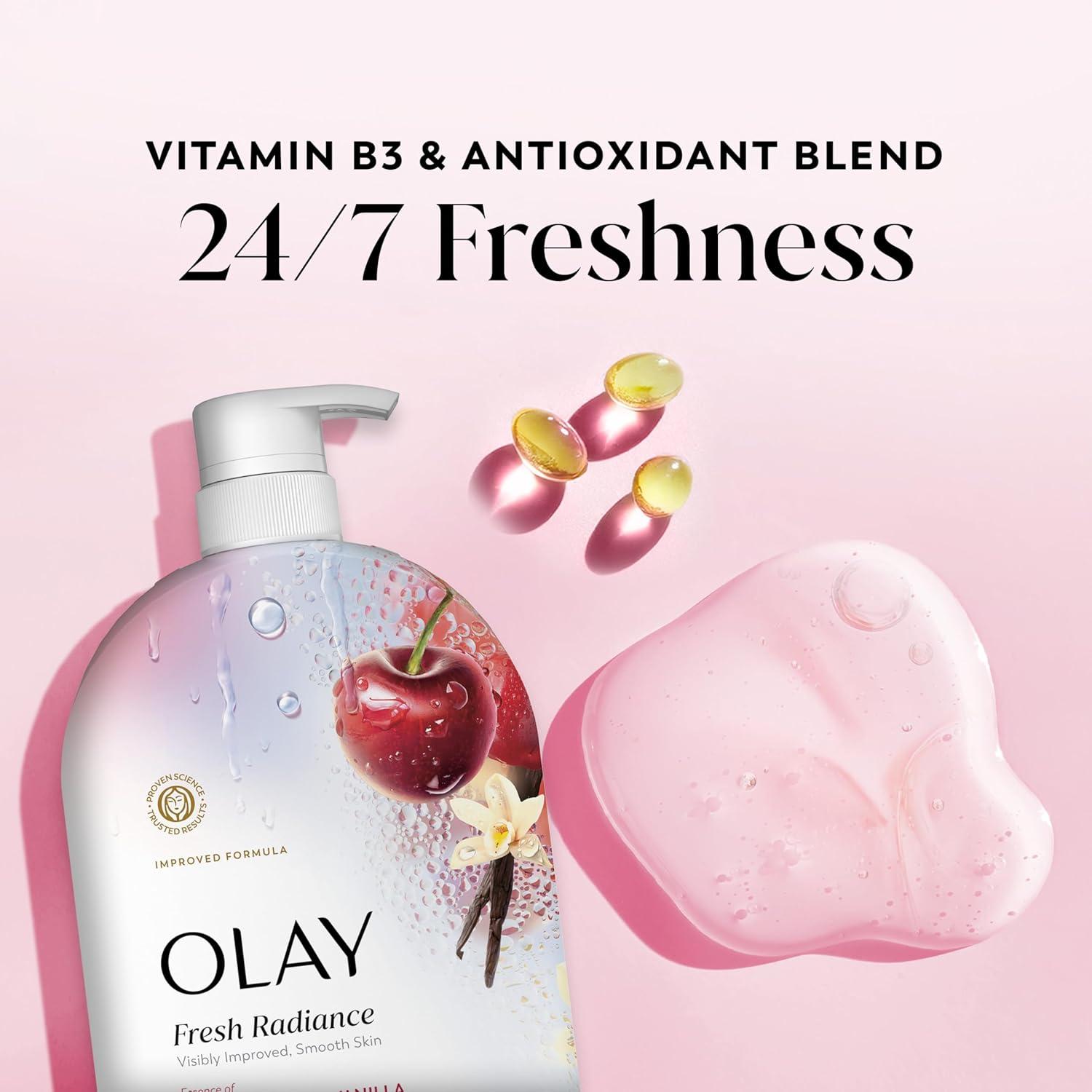 imageOlay Body Wash for Women Fresh Radiance Refreshing amp Renewing Made with Plant Based Cleansers B3 Botanical Complex For All Skin Types Peach amp Cherry Blossom Scent 33 fl ozBlack Cherry Vanilla