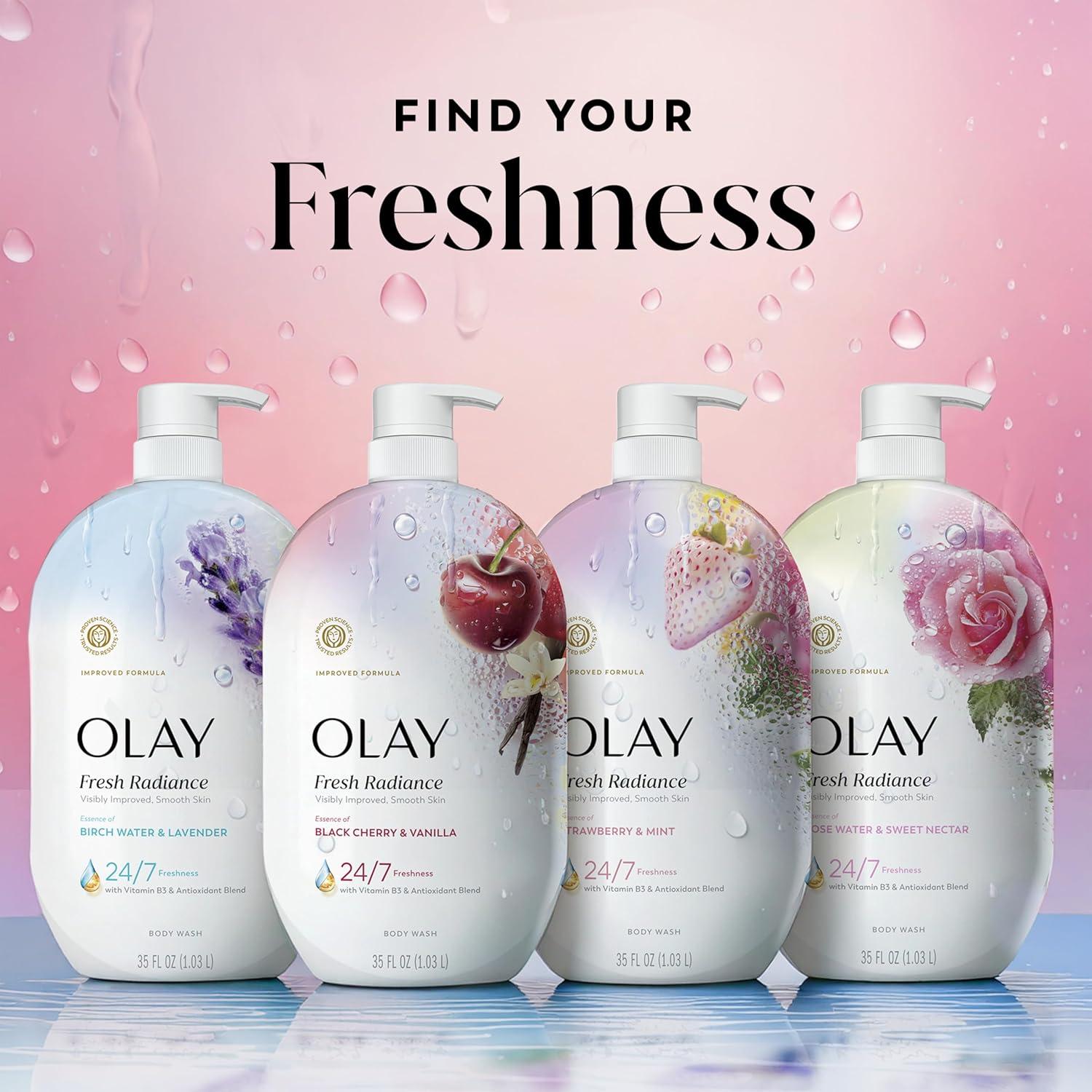 imageOlay Body Wash for Women Fresh Radiance Refreshing amp Renewing Made with Plant Based Cleansers B3 Botanical Complex For All Skin Types Peach amp Cherry Blossom Scent 33 fl ozBlack Cherry Vanilla
