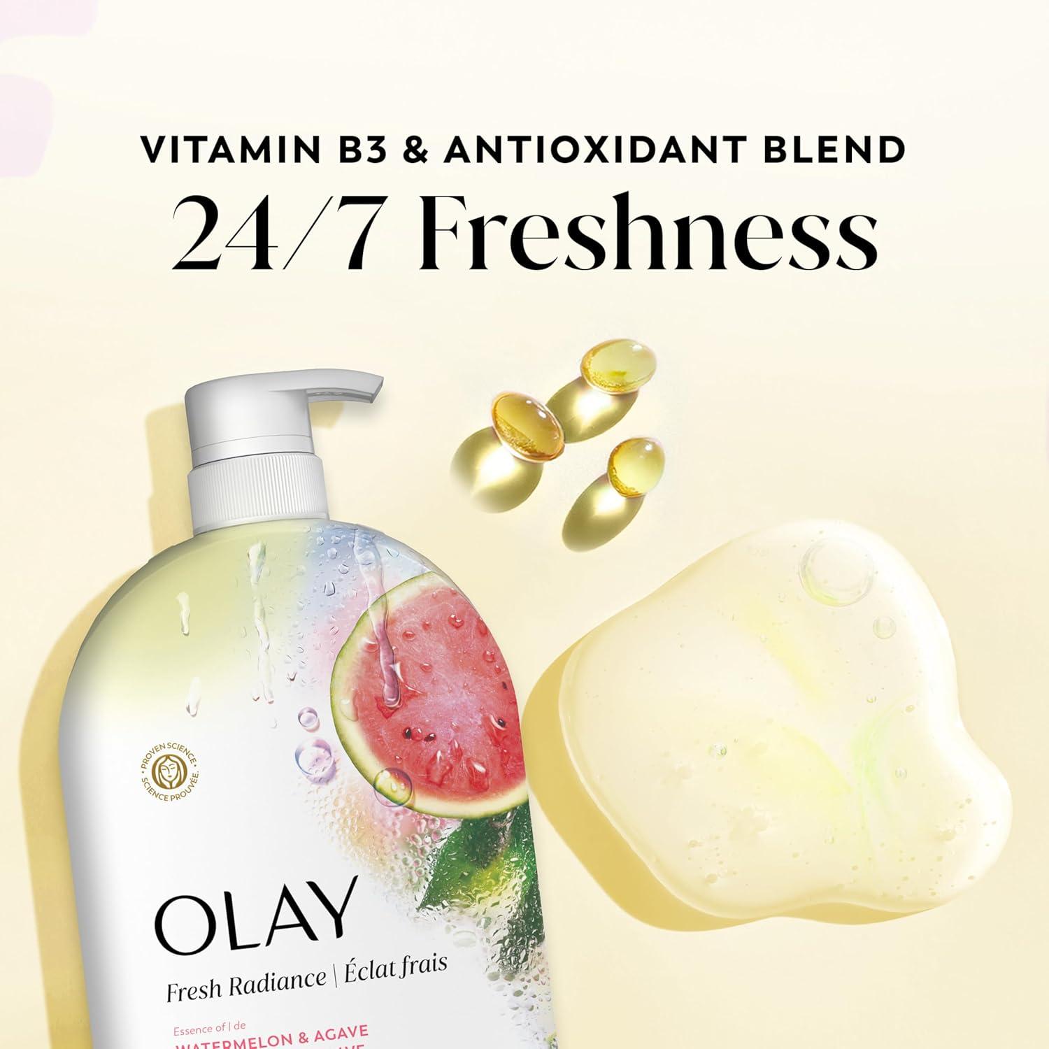 imageOlay Body Wash for Women Fresh Radiance Refreshing amp Renewing Made with Plant Based Cleansers B3 Botanical Complex For All Skin Types Peach amp Cherry Blossom Scent 33 fl ozWatermelon Agave