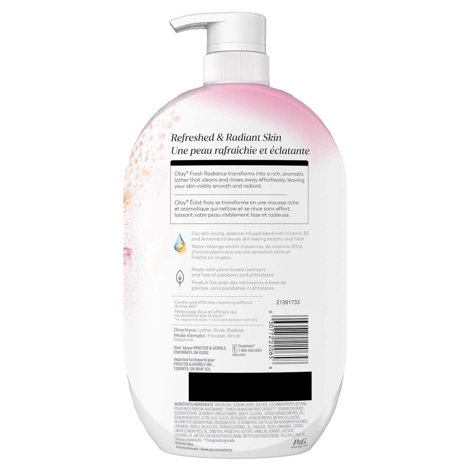 imageOlay Body Wash for Women Fresh Radiance Refreshing amp Renewing Made with Plant Based Cleansers B3 Botanical Complex For All Skin Types Peach amp Cherry Blossom Scent 33 fl ozPeach Cherry Blossom