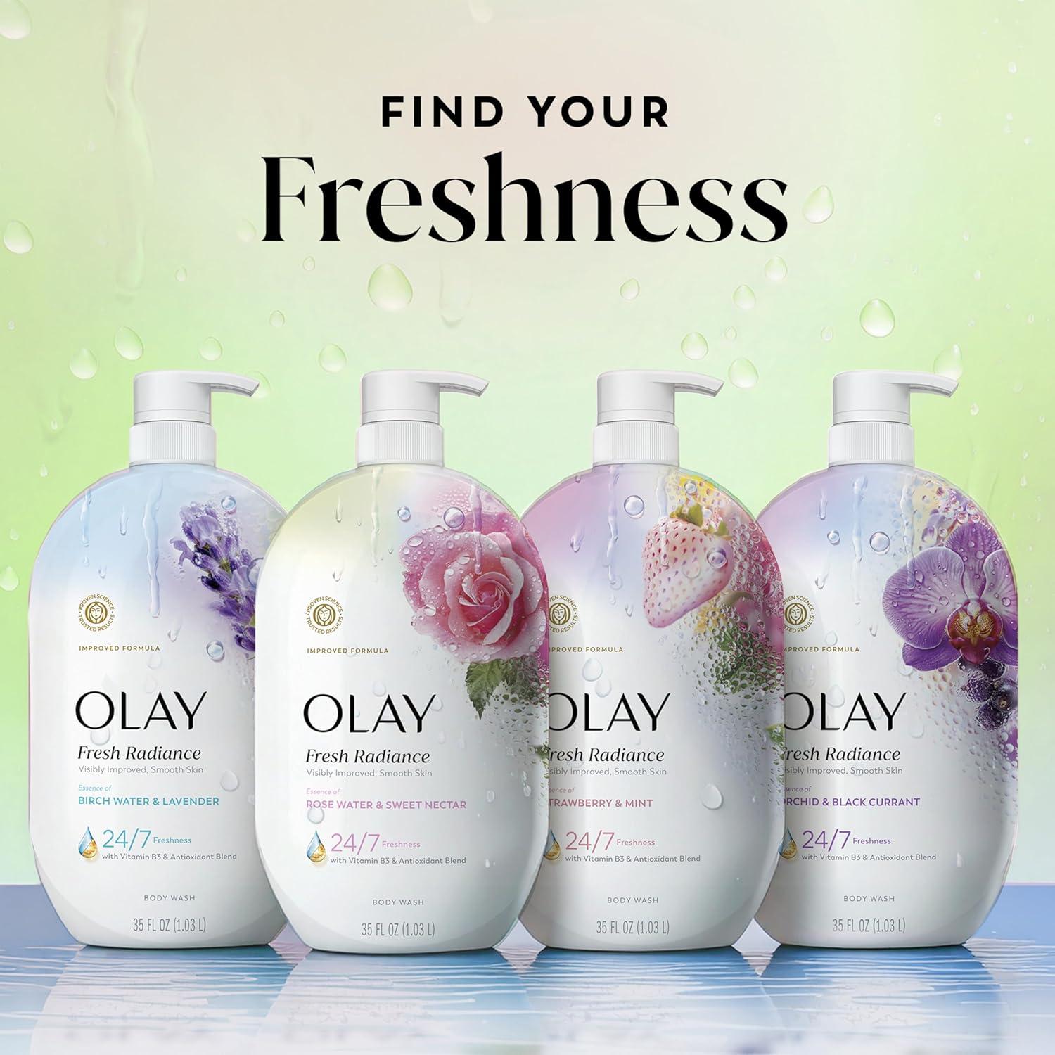 imageOlay Body Wash for Women Fresh Radiance Refreshing amp Renewing Made with Plant Based Cleansers B3 Botanical Complex For All Skin Types Peach amp Cherry Blossom Scent 33 fl ozRose
