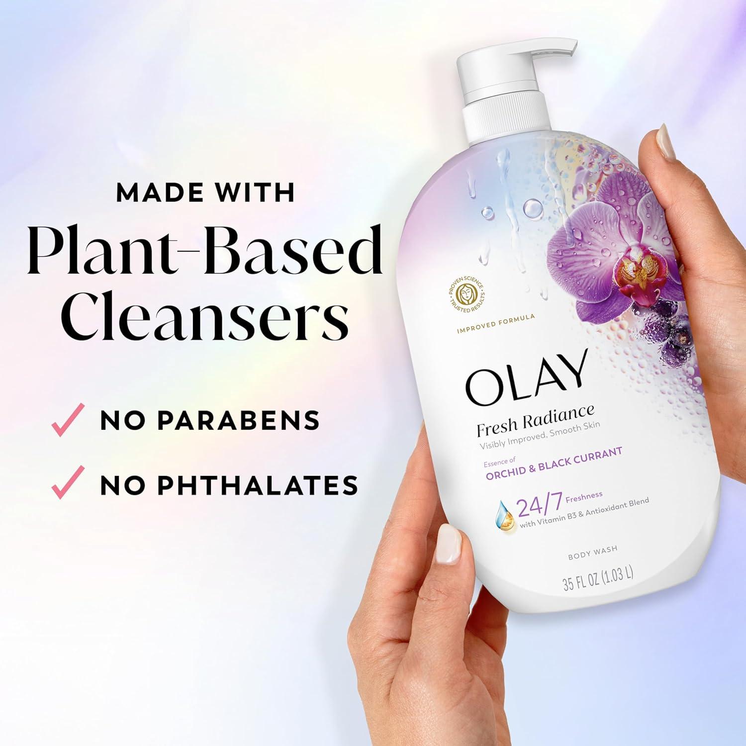 imageOlay Body Wash for Women Fresh Radiance Refreshing amp Renewing Made with Plant Based Cleansers B3 Botanical Complex For All Skin Types Peach amp Cherry Blossom Scent 33 fl ozOrchid Black Currant