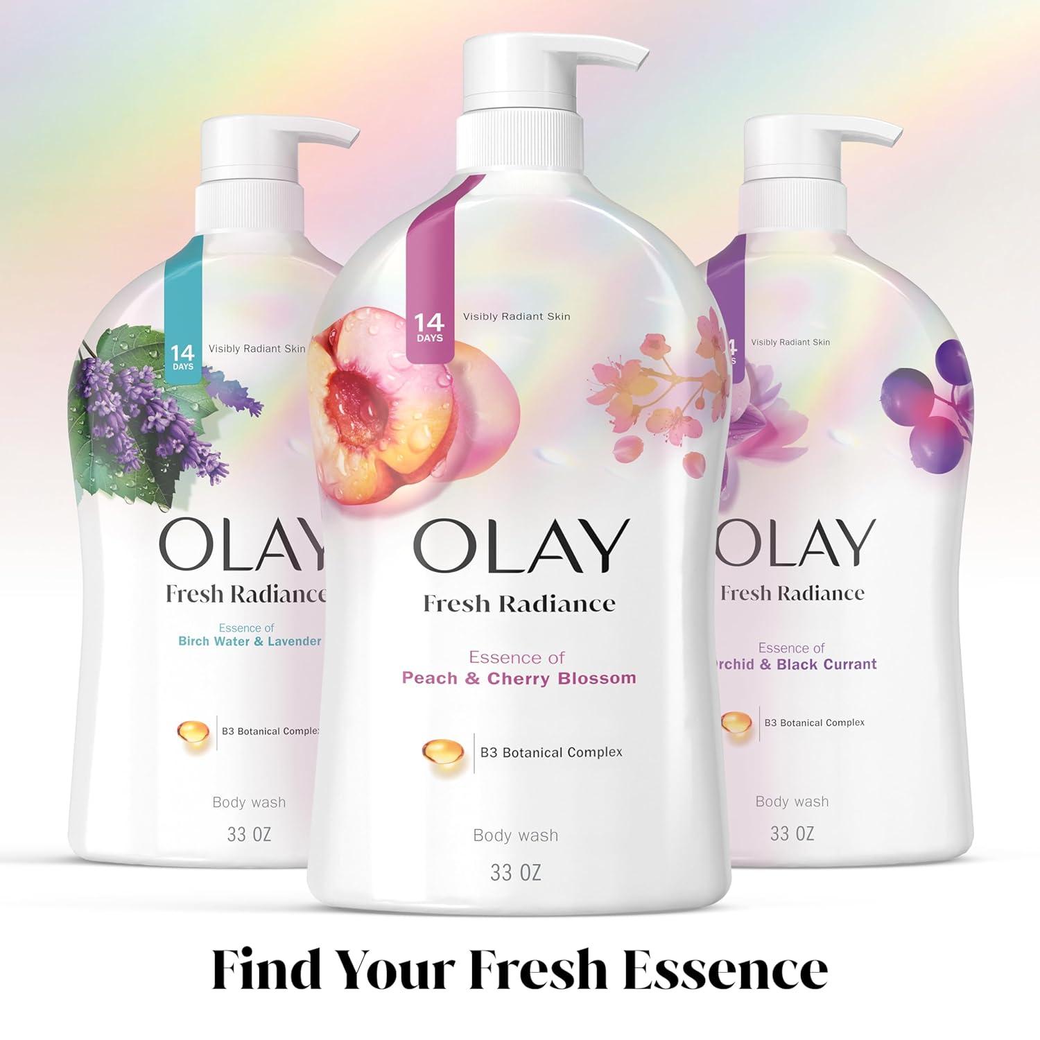 imageOlay Body Wash for Women Fresh Radiance Refreshing amp Renewing Made with Plant Based Cleansers B3 Botanical Complex For All Skin Types Peach amp Cherry Blossom Scent 33 fl ozPeach and Cherry Blossom