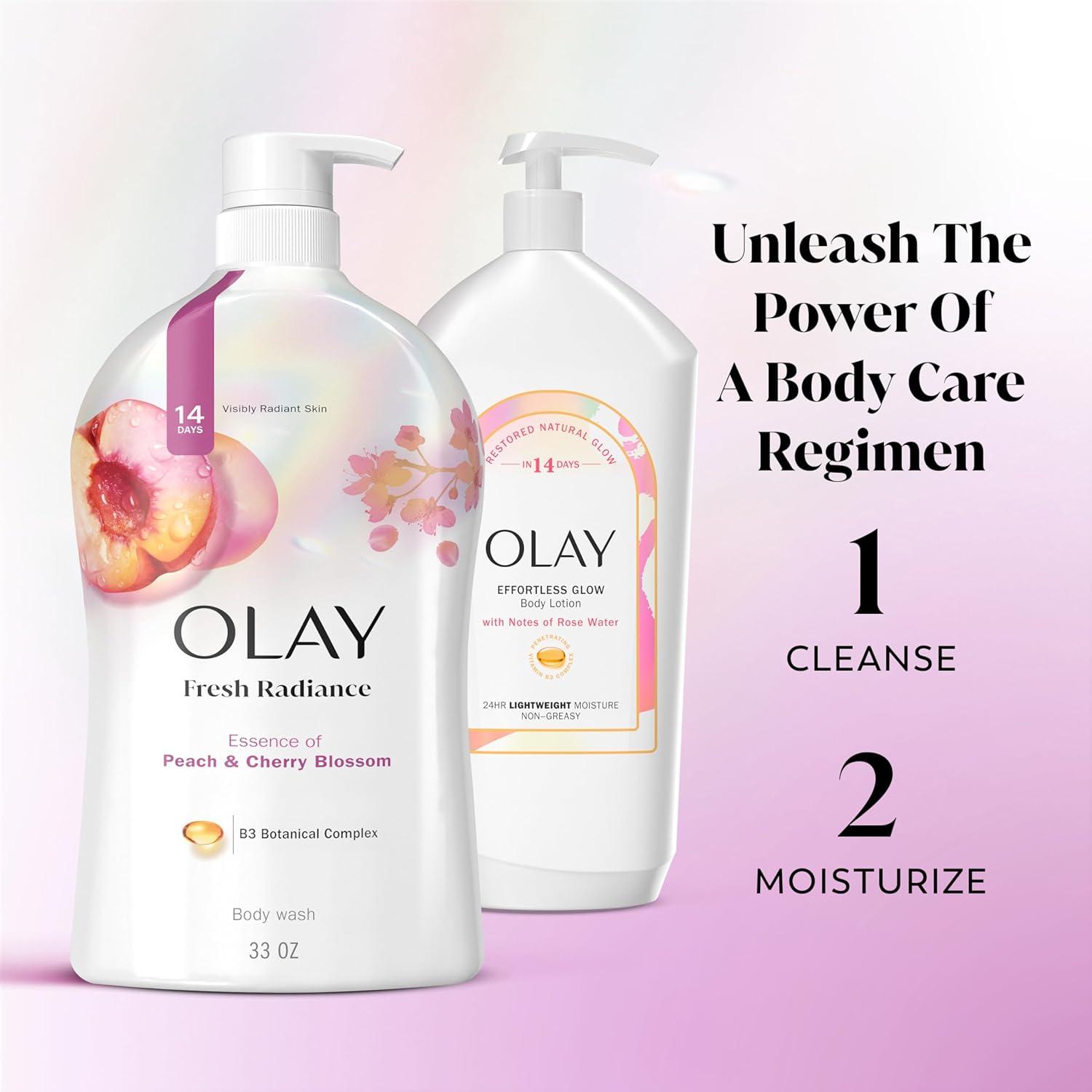 imageOlay Body Wash for Women Fresh Radiance Refreshing amp Renewing Made with Plant Based Cleansers B3 Botanical Complex For All Skin Types Peach amp Cherry Blossom Scent 33 fl ozPeach and Cherry Blossom