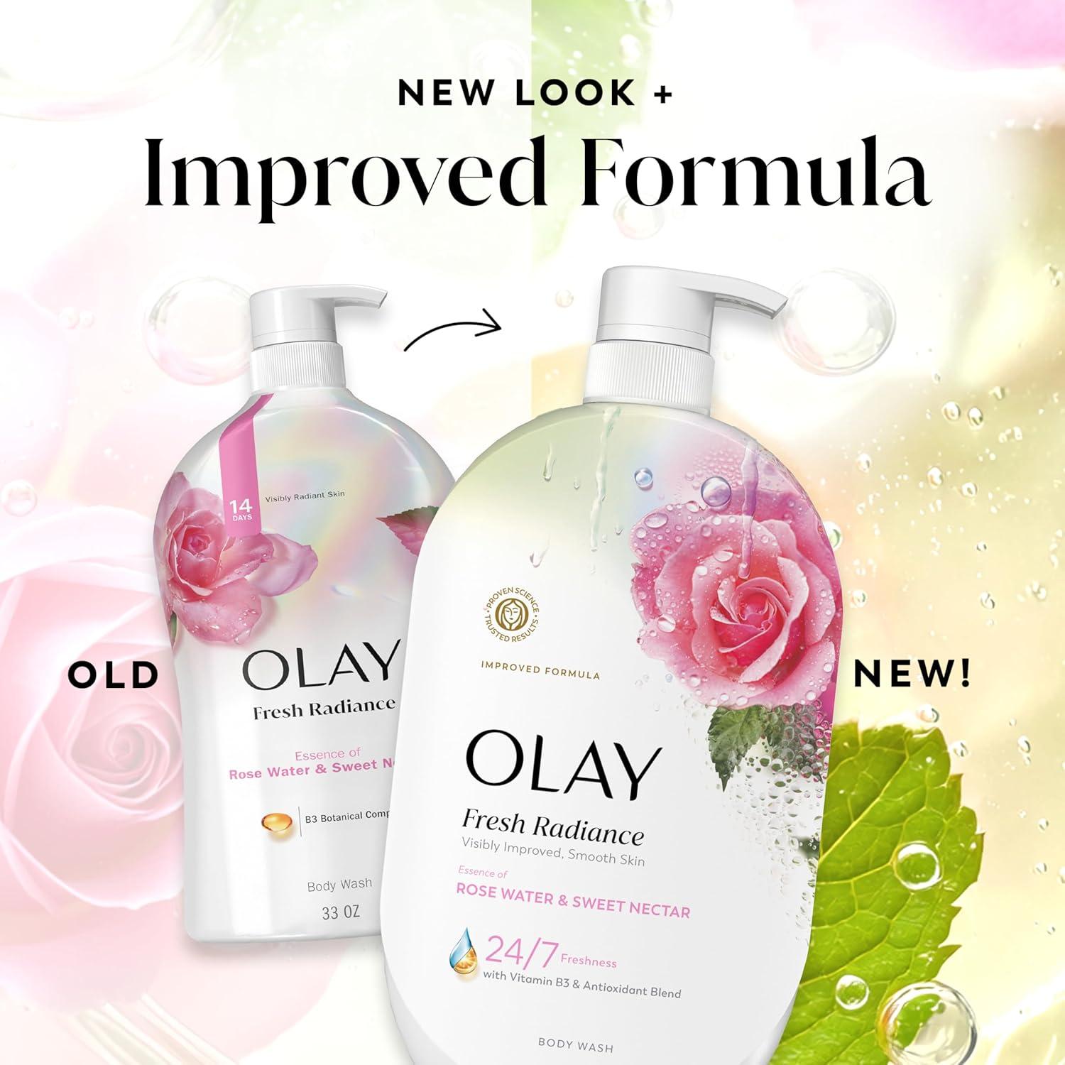 imageOlay Body Wash for Women Fresh Radiance Refreshing amp Renewing Made with Plant Based Cleansers B3 Botanical Complex For All Skin Types Peach amp Cherry Blossom Scent 33 fl ozRose