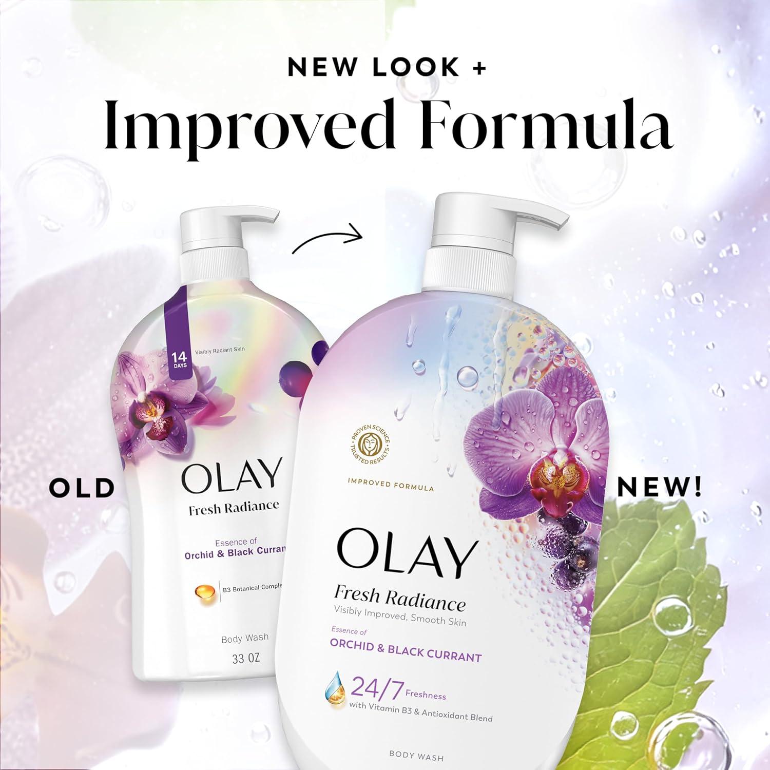 imageOlay Body Wash for Women Fresh Radiance Refreshing amp Renewing Made with Plant Based Cleansers B3 Botanical Complex For All Skin Types Peach amp Cherry Blossom Scent 33 fl ozOrchid Black Currant